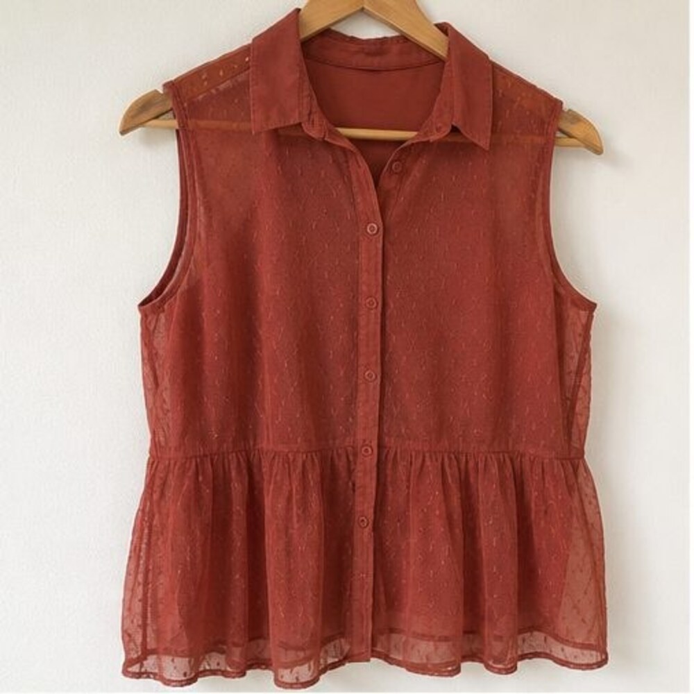 Rust Button Blouse